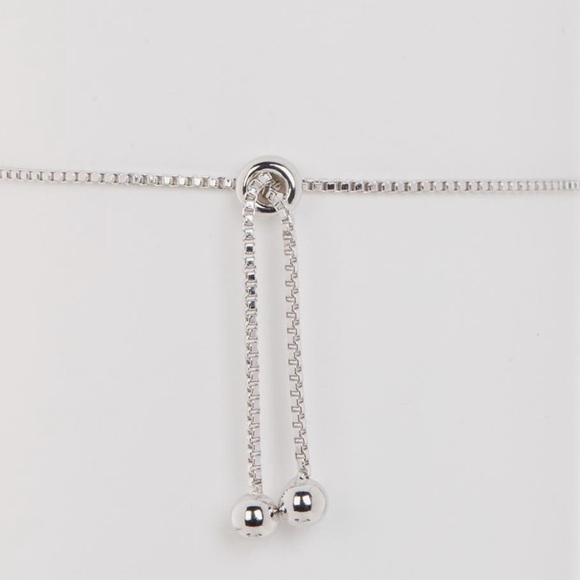 ADORNIA WHITE RHODIUM PLATED PACE SWAROVSKI CRYSTAL EVIL EYE LARIAT BRACELET - Picture 4 of 5